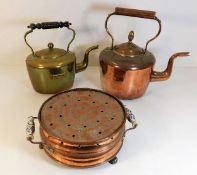 A 19thC copper kettle & other items