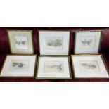 Six framed decorative prints