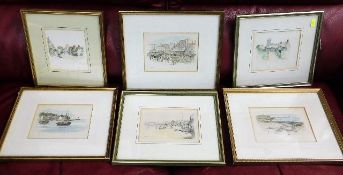 Six framed decorative prints