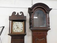 Two longcase clocks a/f 92in high & 81in high respectively, both with dials, one lacking movement an