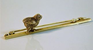 A 9ct gold novelty brooch with chick & seed pearl