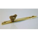 A 9ct gold novelty brooch with chick & seed pearl