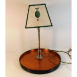 A modern lamp & shade twinned with a lacquerware t