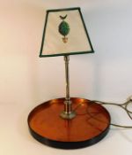 A modern lamp & shade twinned with a lacquerware t