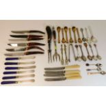 A quantity of flatware items including horn mounte