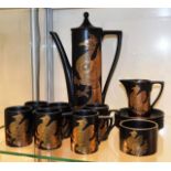 A Portmeirion Phoenix pattern retro coffee set by