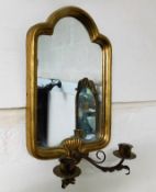 A gilded frame mirror with candle sconces 16in hig