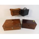 A mahogany tea caddy, one other box & a Brownie bo