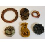 Six Oriental hardstone carvings