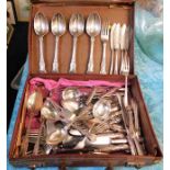A cased quantity of silver plated ware, mostly Kin