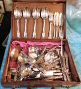 A cased quantity of silver plated ware, mostly Kin