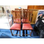 Four oak barley twist dining chairs