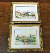 A pair of gilt framed landscape watercolours by Laurence Mercer