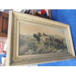 A gilt framed print of cattle a/f