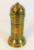 An early brass pepper shaker 4in