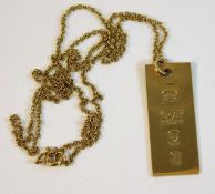 A 9ct gold ingot with chain 5.3g