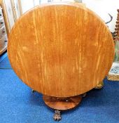A Victorian tilt top breakfast table with claw fee