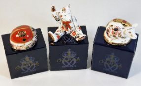 Three Royal Crown Derby first quality boxed Ladybi