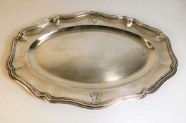 A French silver serving tray 980g 17in x 11.25in