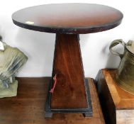 A small mahogany drinks table with cupboard & draw