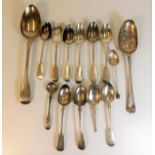 A quantity of mixed silver spoons 335g