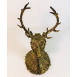 A 19thC. gilt stag head inkwell 6in tall