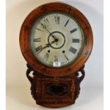 A 19thC. inlaid drop dial wall clock 24in high x 1