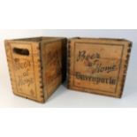 Two beer advertising crates 11.5in high