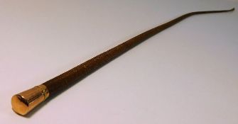 A French two colour gold topped riding crop 27.5in