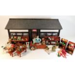 A dolls grocers shop with accessories 29.25in wide