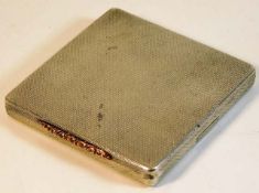 A heavy gauge silver cigarette case with rose gold