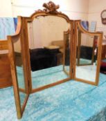 A 19thC. gilt framed triptych mirror approx. 33in