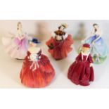 Five porcelain figures including Royal Doulton Bal