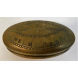 A brass Dutch style snuff box inscribed J. Turner