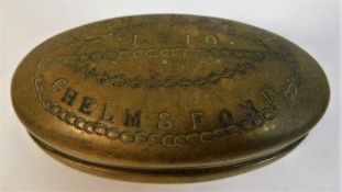 A brass Dutch style snuff box inscribed J. Turner