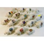 Seventeen crested ware pigs including Cartlon, Wil