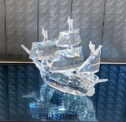 A boxed Swarovski crystal Santa Maria Ship 4.5in l