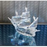 A boxed Swarovski crystal Santa Maria Ship 4.5in l