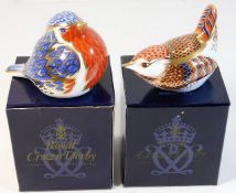 Two Royal Crown Derby first quality boxed Robin &