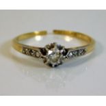 An 18ct gold ring a/f set with 0.22ct diamond 2.2g