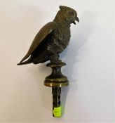 A brass bird car mascot 5.5in high