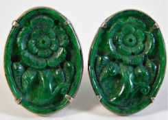 A pair of Chinese carved jade gents cufflinks 30mm