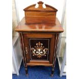 An inlaid Edwardian bedside cupboard