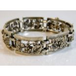 A white metal bracelet with grape & vine decor 29.3g