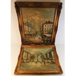 A gilt framed pair of Caroline Burnett Parisian oi