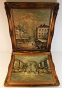 A gilt framed pair of Caroline Burnett Parisian oi