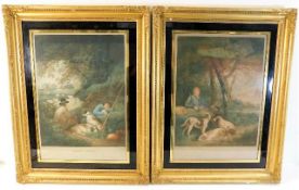 A 19thC. gilt framed pair of George Morland prints
