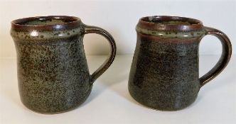 Two David Leach St. Ives pottery tankards, small c