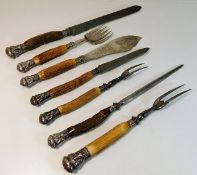 A set of seven large 19thC. matching horn handled