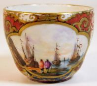 A 19thC. hand painted German porcelain cabinet cup